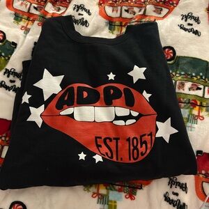 Black Crewneck with Red Lips ADPI Graphic